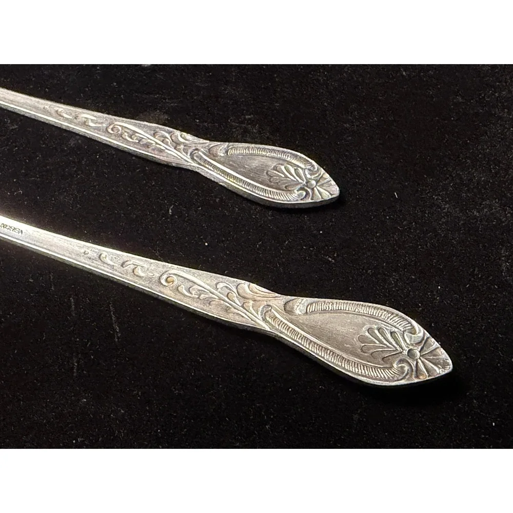 Kimco Stainless Korea Iced Tea Spoons, Long Handle Floral Scroll, Set of 2